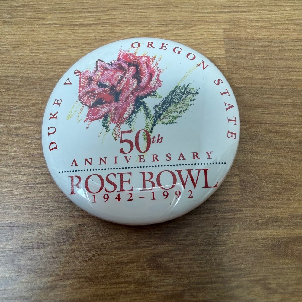 Duke vs Oregon State 50th Anniversary Rose Bowl 1942-1992 Pinback Button